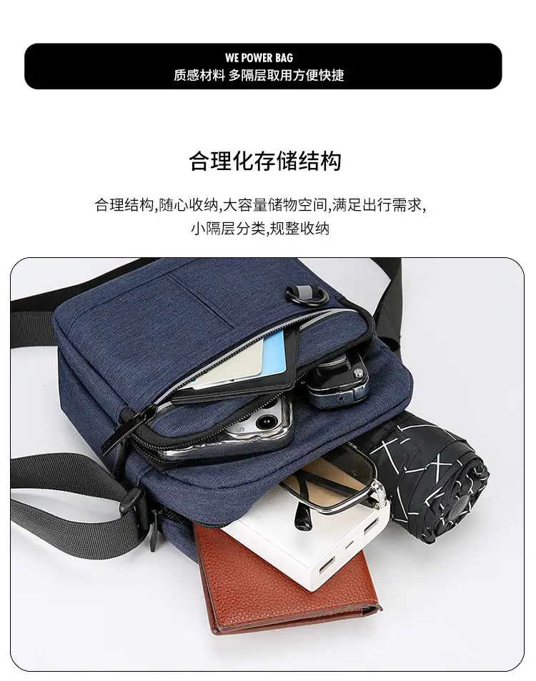 Men's Blue Nylon Shoulder Messenger Bag Set — feature 9