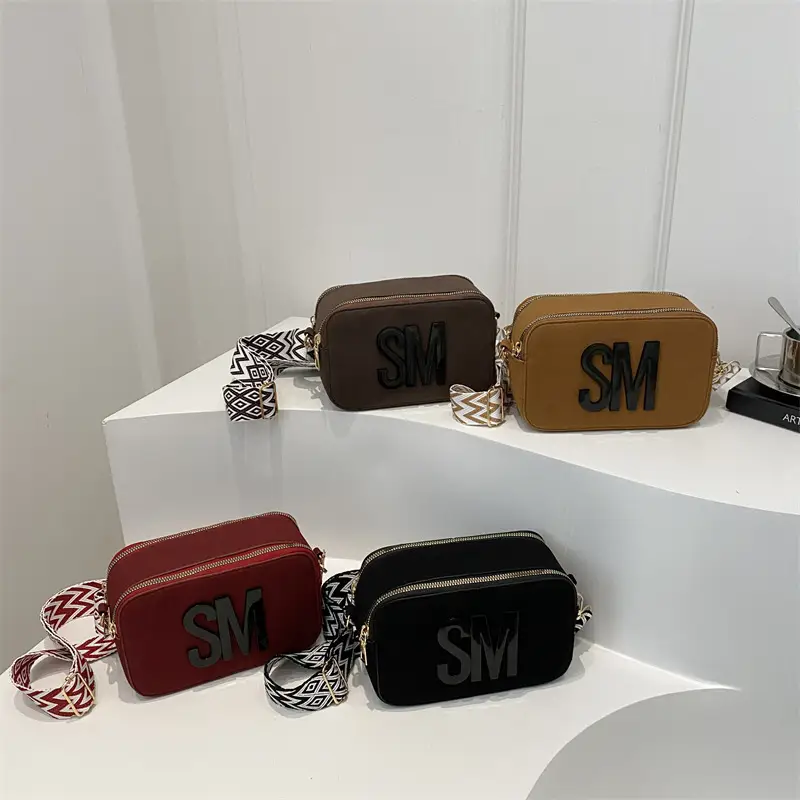 Women's Maroon Crossbody Bag with Zigzag Strap - Image 8