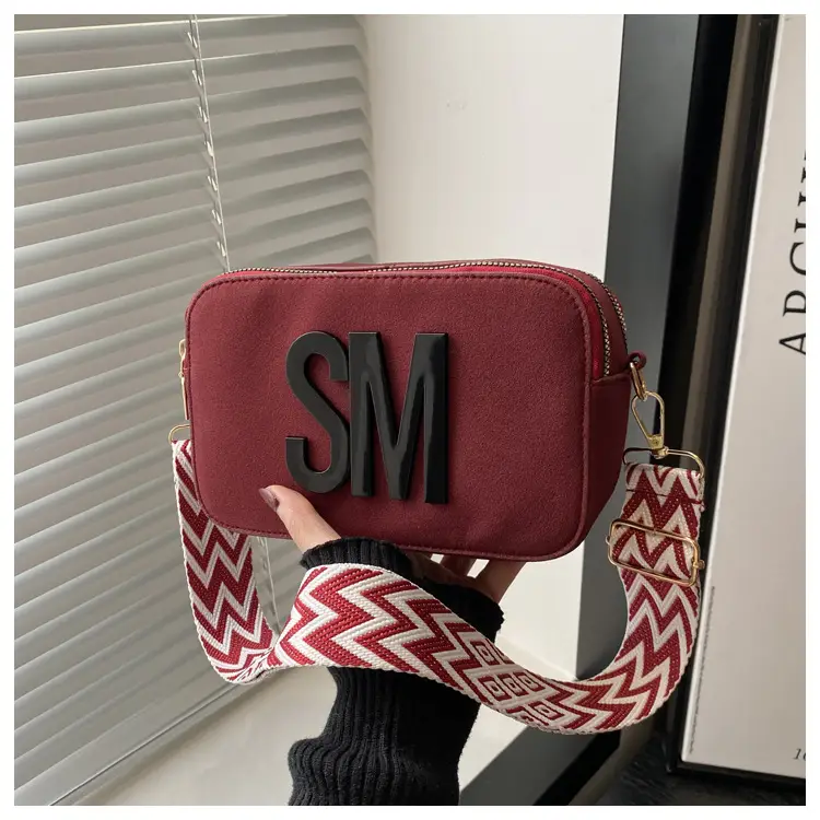 Women's Maroon Crossbody Bag with Zigzag Strap — feature 11