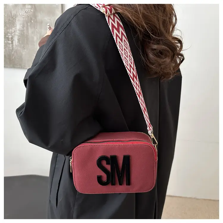 Women's Maroon Crossbody Bag with Zigzag Strap — feature 15