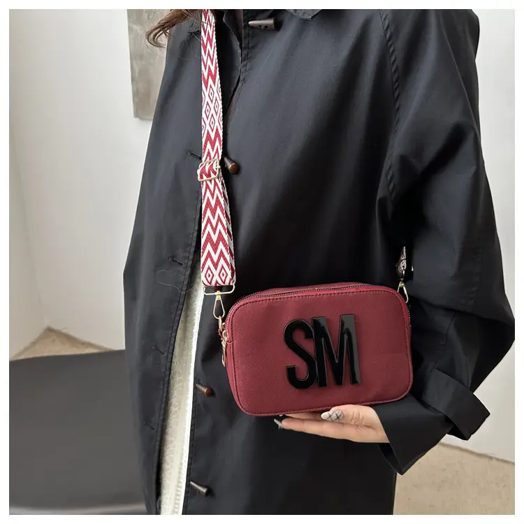 Women's Maroon Crossbody Bag with Zigzag Strap — feature 16