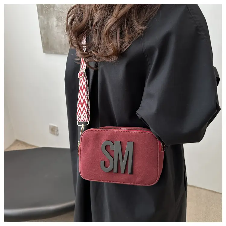 Women's Maroon Crossbody Bag with Zigzag Strap — feature 18