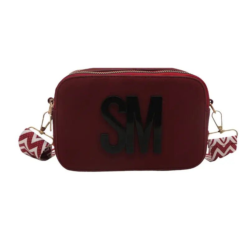 Women's Maroon Crossbody Bag with Zigzag Strap - Image 2