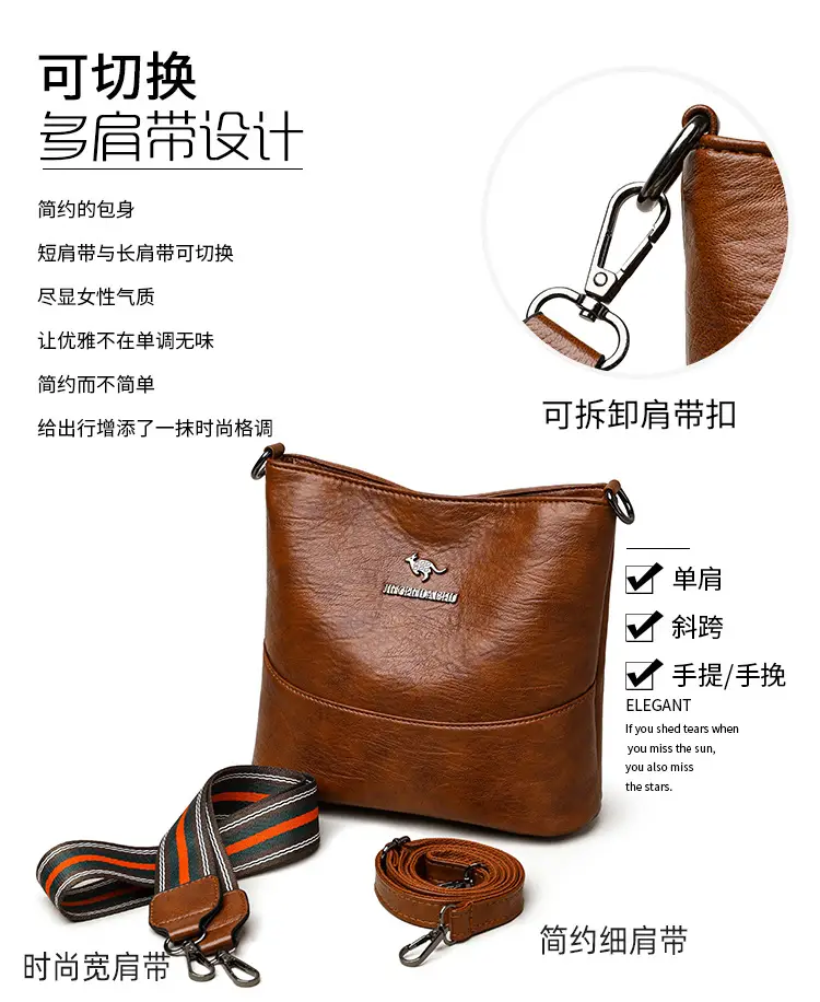 Black Leather Crossbody Bag with Logo Print — feature 11