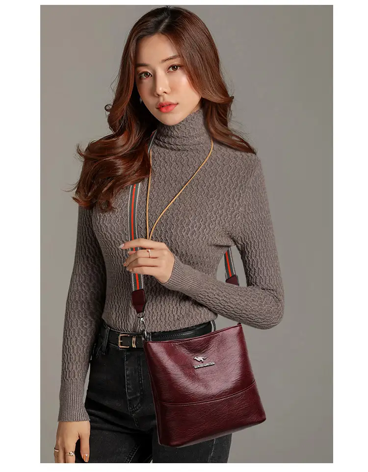 Black Leather Crossbody Bag with Logo Print — feature 6