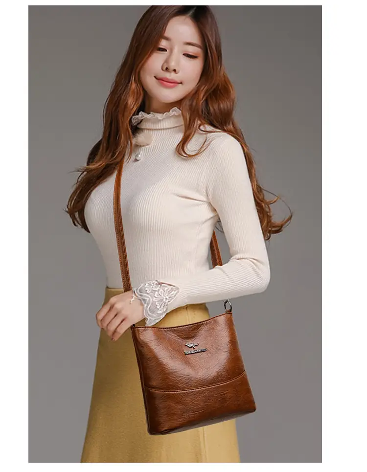 Black Leather Crossbody Bag with Logo Print — feature 7