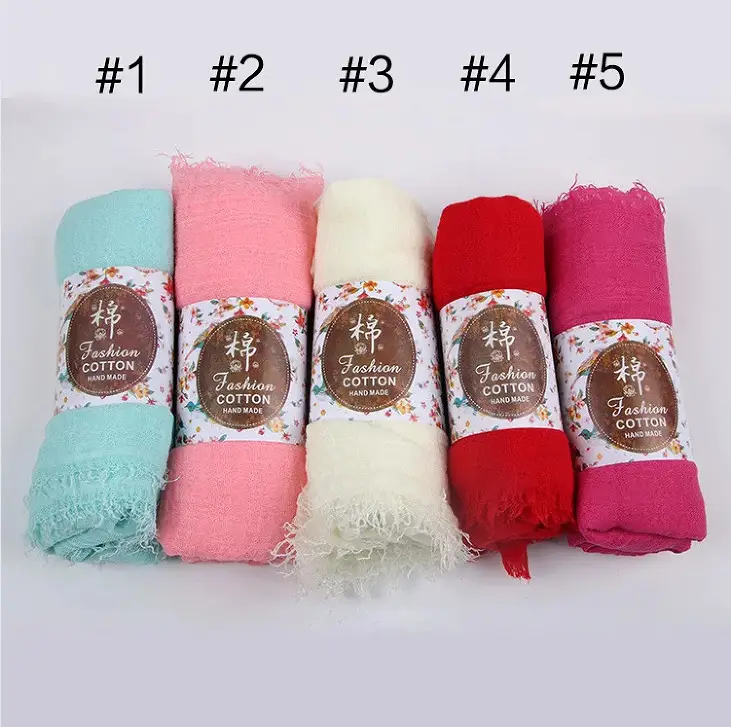 New Muslim Pleated Rayon Scarf with Hairy Edge Women's Turban — feature 1