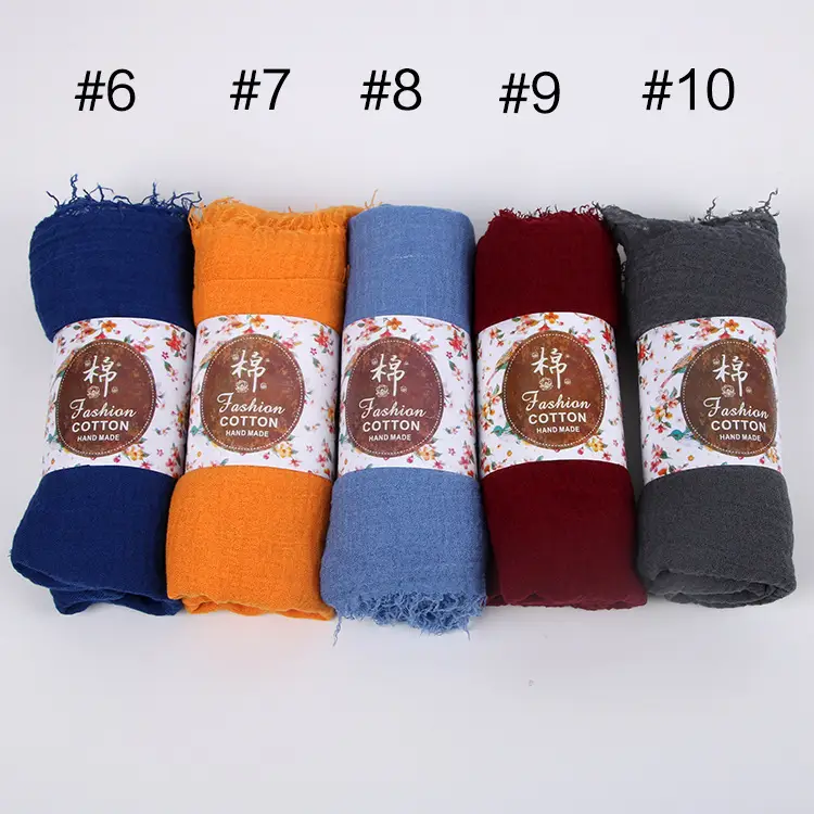 New Muslim Pleated Rayon Scarf with Hairy Edge Women's Turban — feature 2