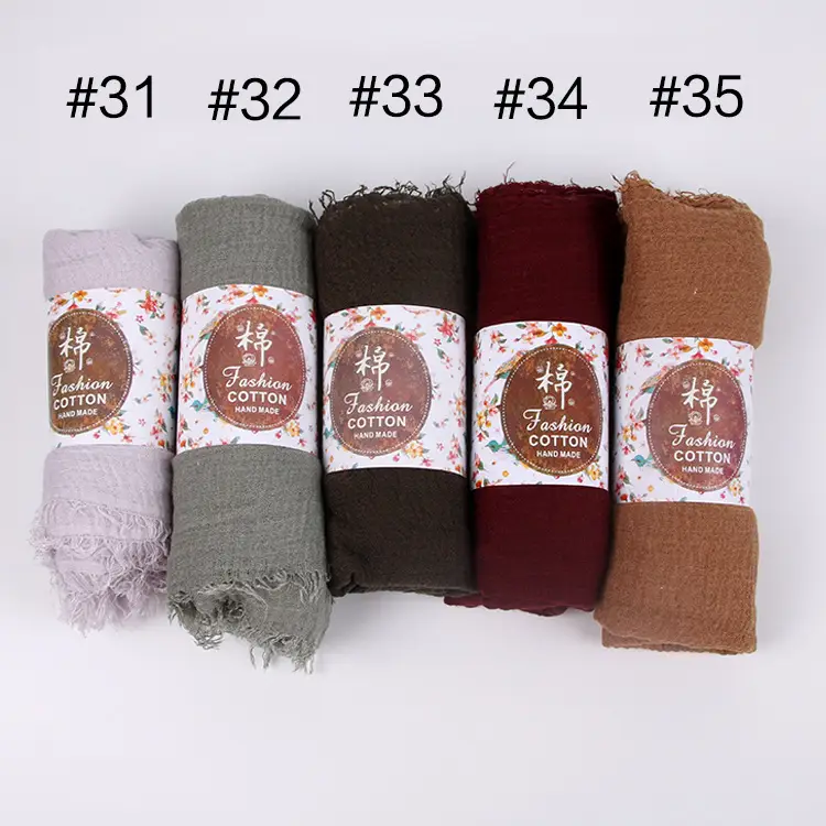New Muslim Pleated Rayon Scarf with Hairy Edge Women's Turban — feature 7