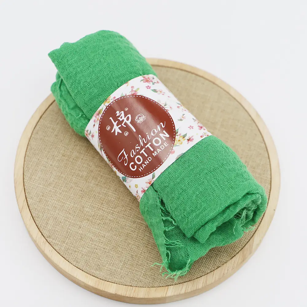 New Muslim Pleated Rayon Scarf with Hairy Edge Women's Turban