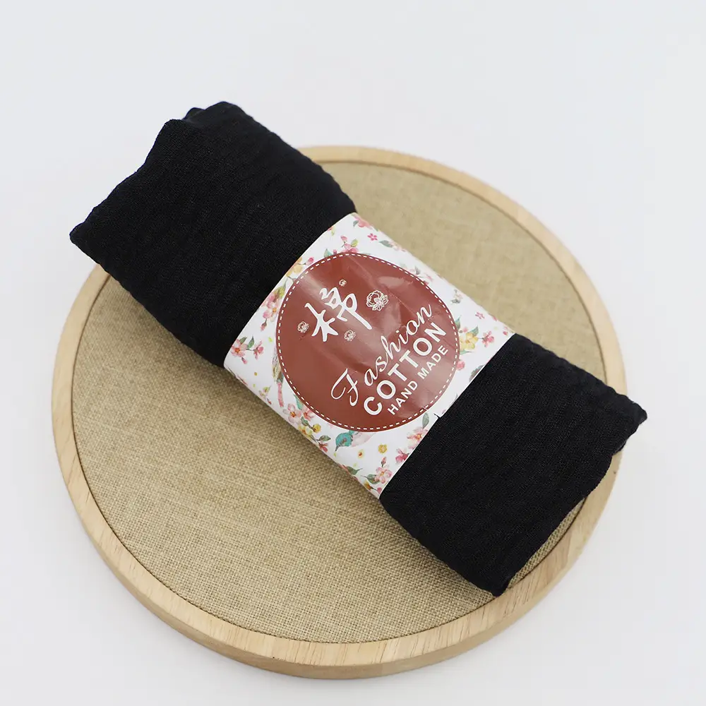New Muslim Pleated Rayon Scarf with Hairy Edge Women's Turban