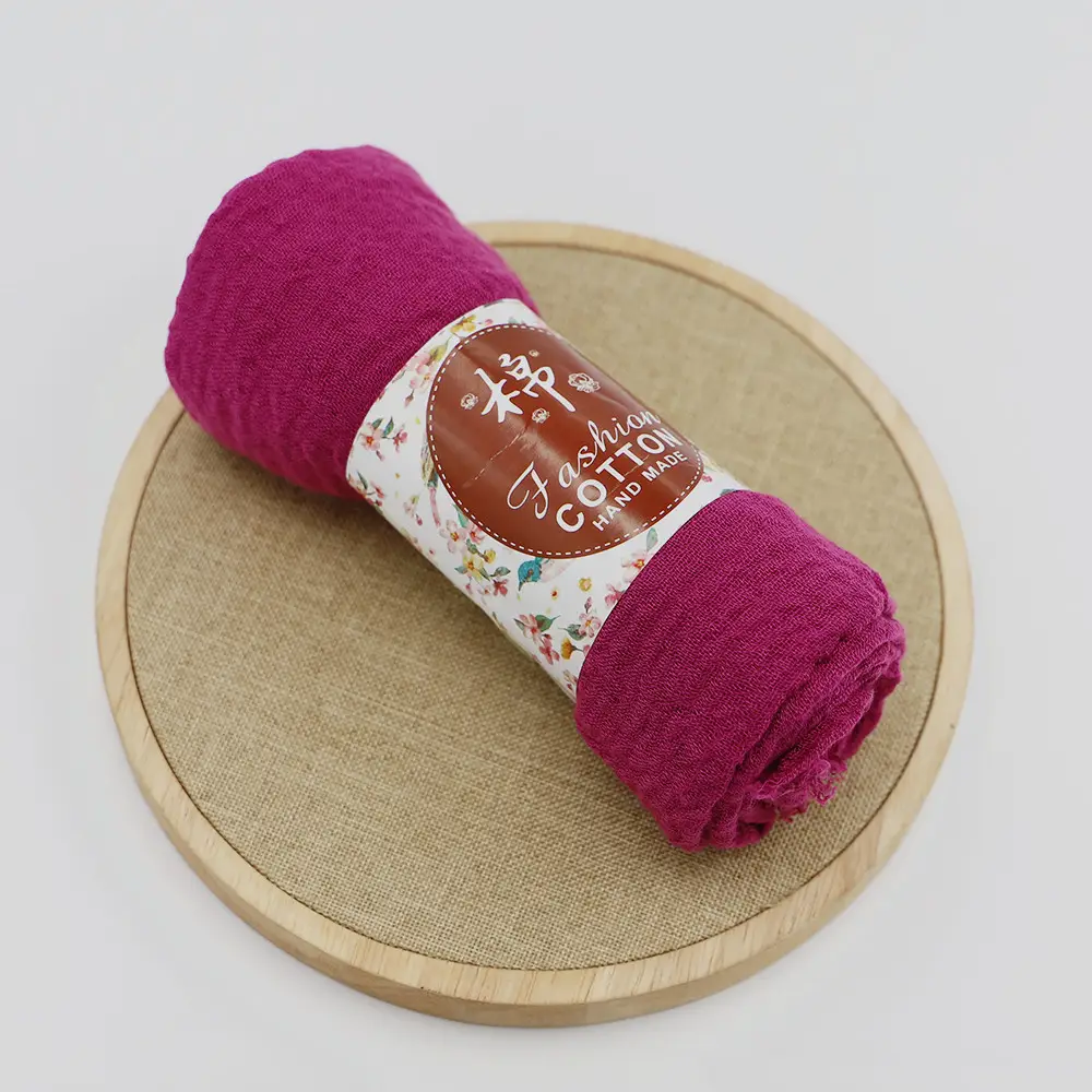 New Muslim Pleated Rayon Scarf with Hairy Edge Women's Turban