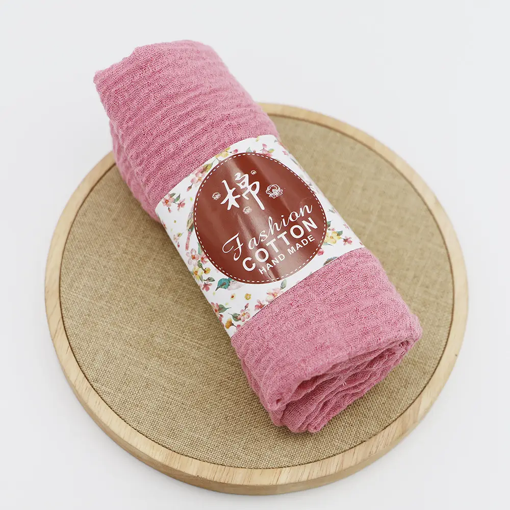 New Muslim Pleated Rayon Scarf with Hairy Edge Women's Turban