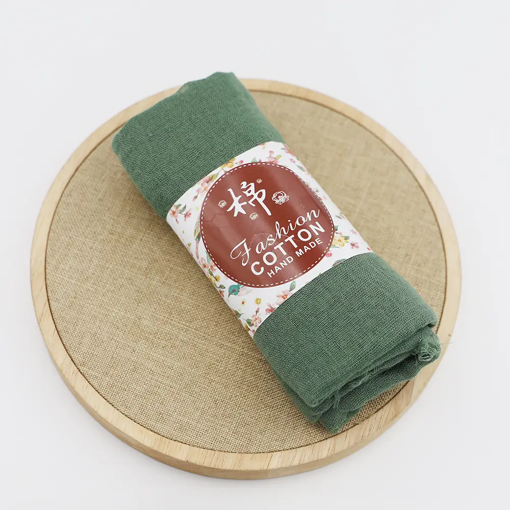 New Muslim Pleated Rayon Scarf with Hairy Edge Women's Turban