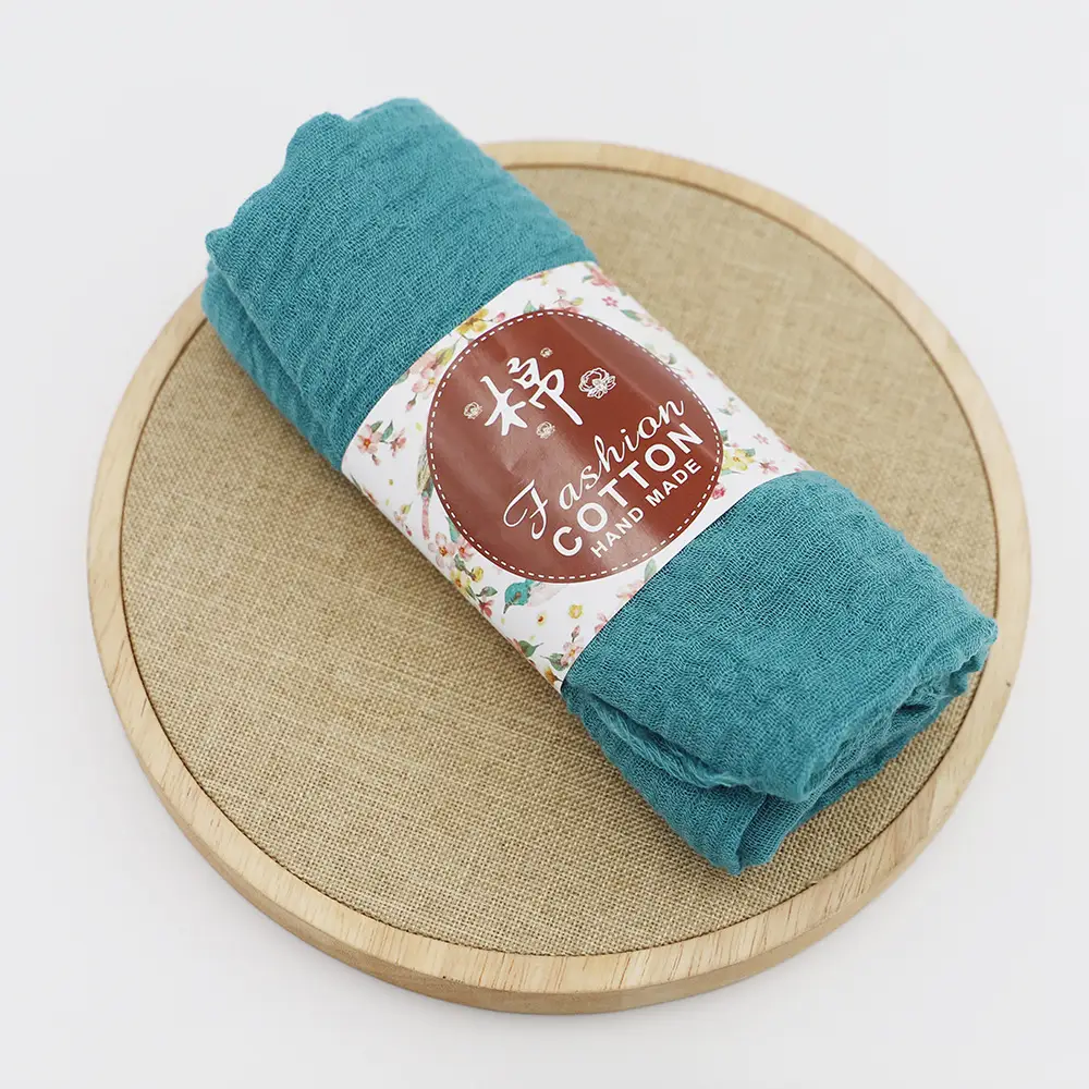 New Muslim Pleated Rayon Scarf with Hairy Edge Women's Turban