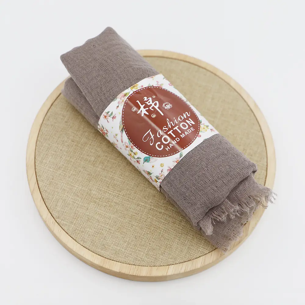 New Muslim Pleated Rayon Scarf with Hairy Edge Women's Turban