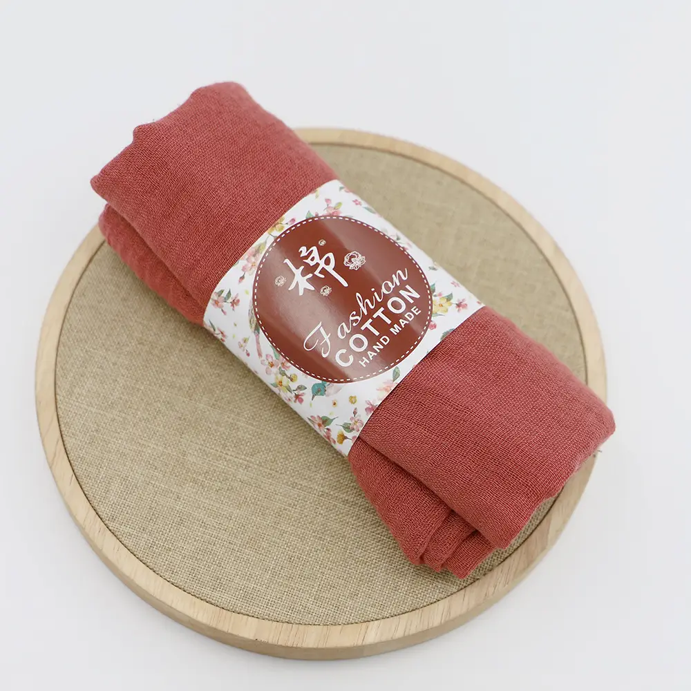 New Muslim Pleated Rayon Scarf with Hairy Edge Women's Turban