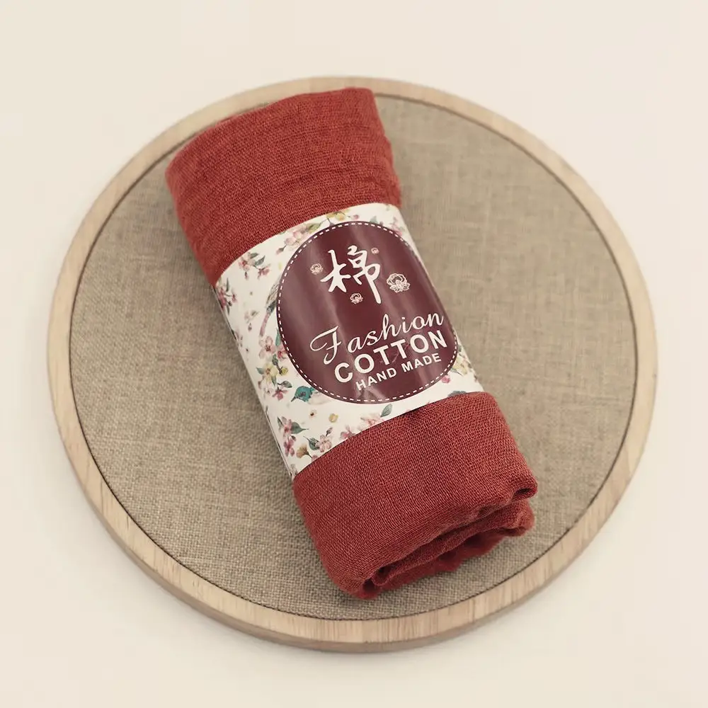 New Muslim Pleated Rayon Scarf with Hairy Edge Women's Turban