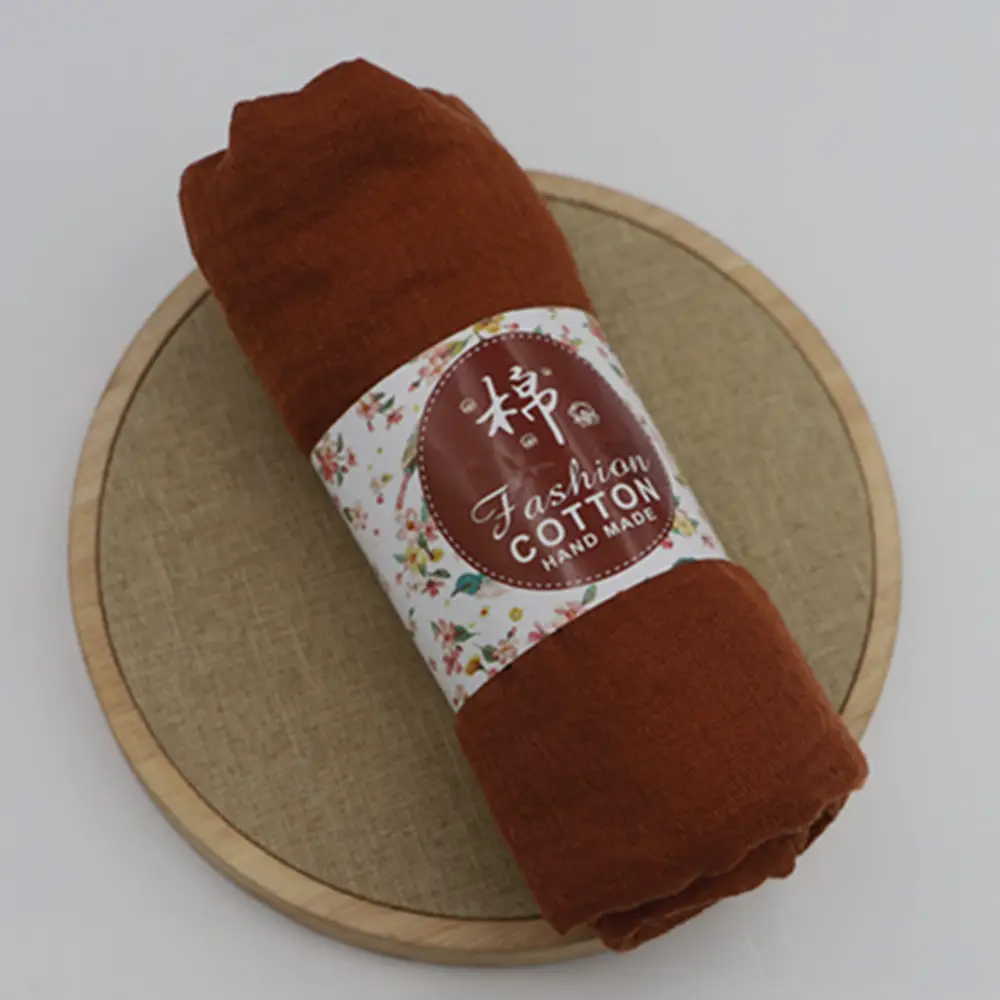 New Muslim Pleated Rayon Scarf with Hairy Edge Women's Turban
