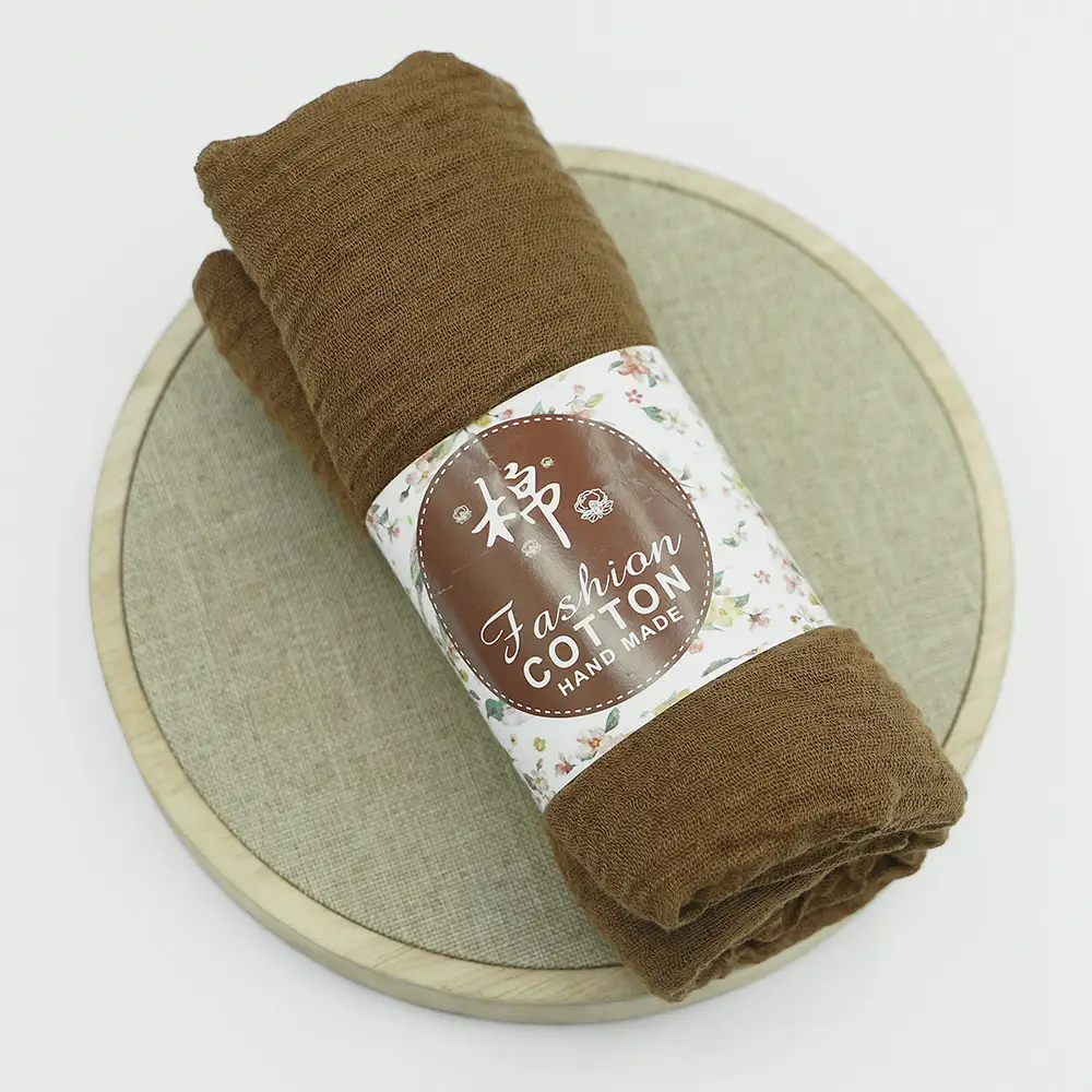 New Muslim Pleated Rayon Scarf with Hairy Edge Women's Turban