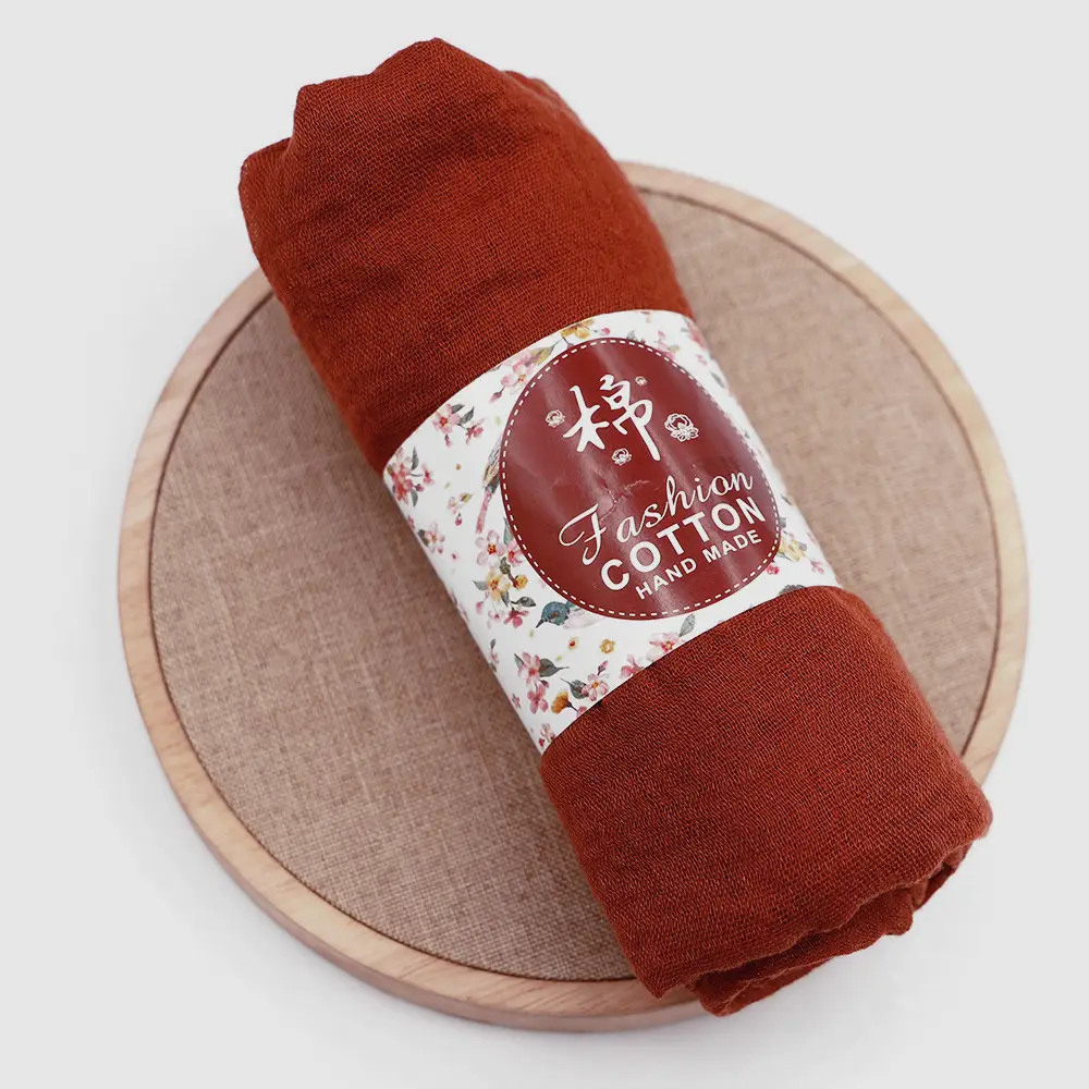 New Muslim Pleated Rayon Scarf with Hairy Edge Women's Turban