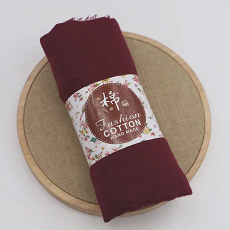 New Muslim Pleated Rayon Scarf with Hairy Edge Women's Turban