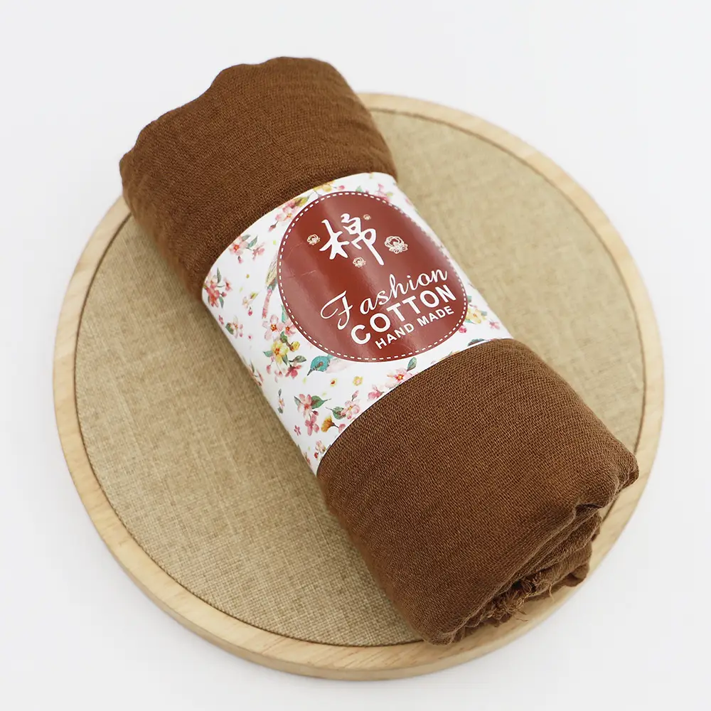 New Muslim Pleated Rayon Scarf with Hairy Edge Women's Turban