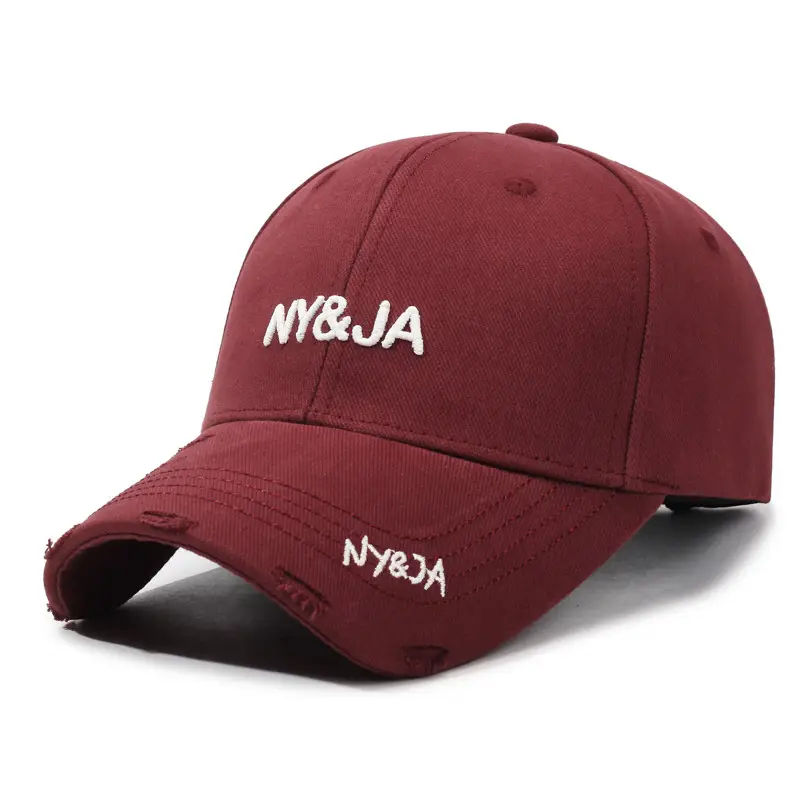Korean Fashion Ripped Cap Men Women Sun Hat Hip Hop Embroidered - Image 12