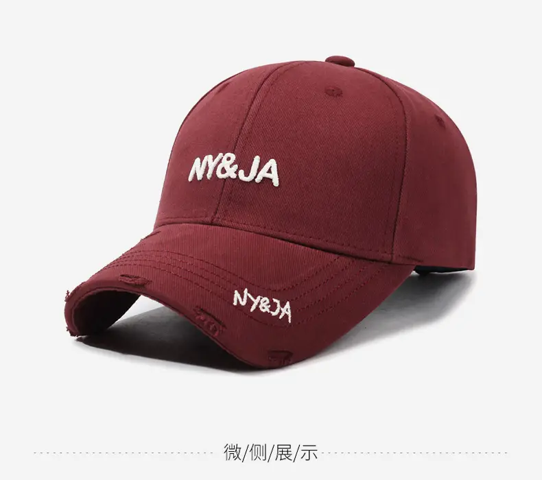Korean Fashion Ripped Cap Men Women Sun Hat Hip Hop Embroidered — feature 10
