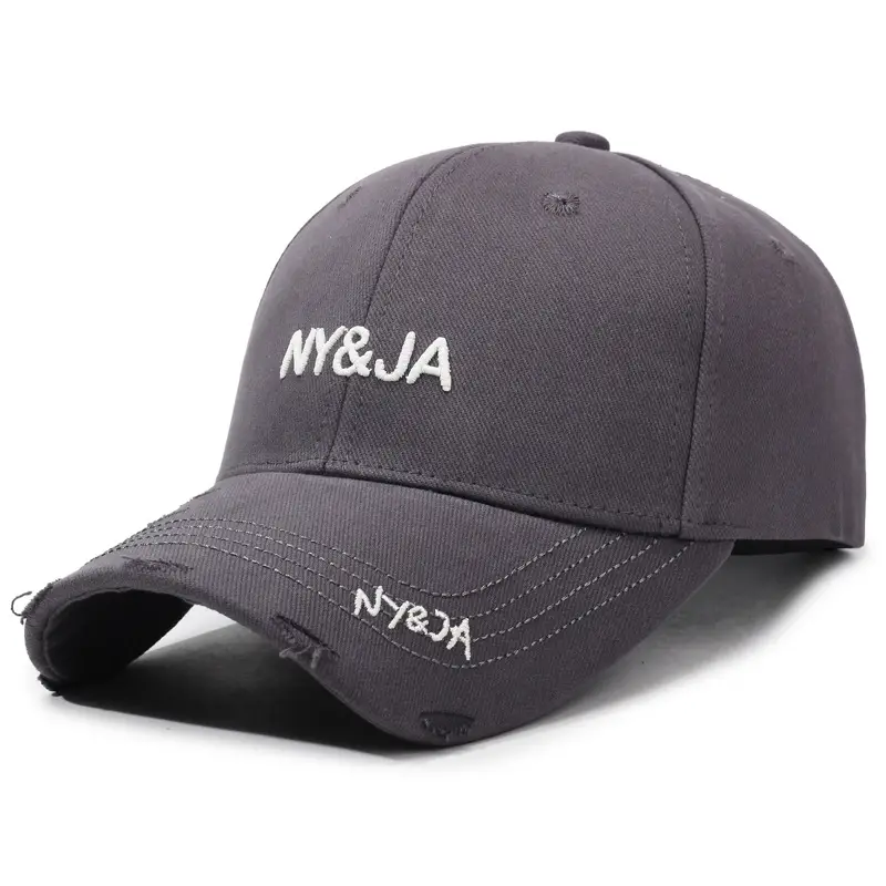 Korean Fashion Ripped Cap Men Women Sun Hat Hip Hop Embroidered - Image 2