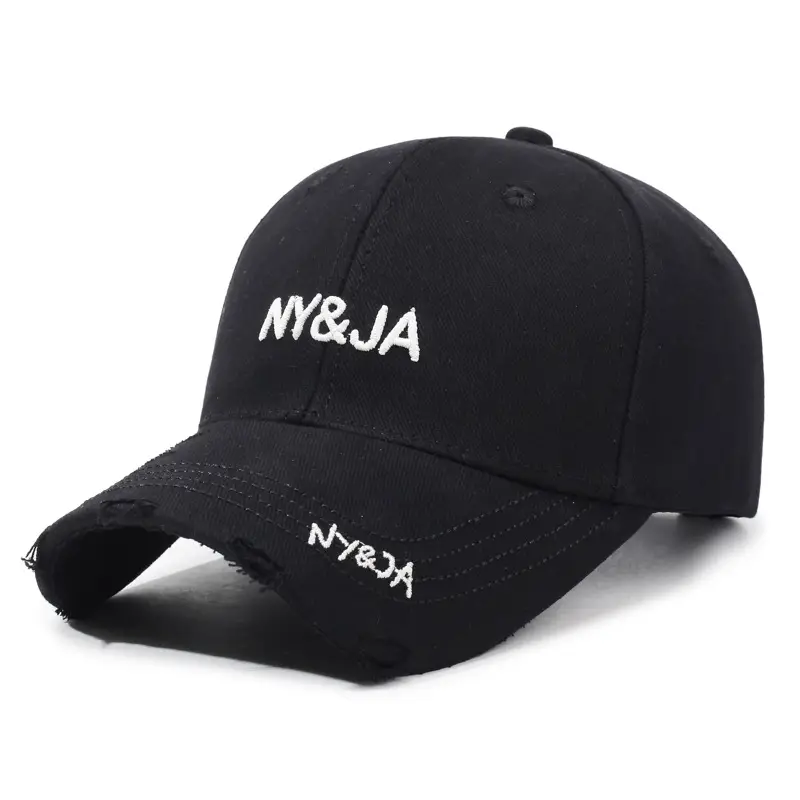Korean Fashion Ripped Cap Men Women Sun Hat Hip Hop Embroidered - Image 3
