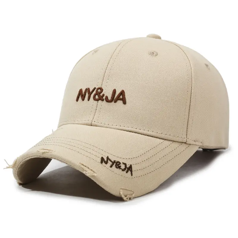Korean Fashion Ripped Cap Men Women Sun Hat Hip Hop Embroidered - Image 4