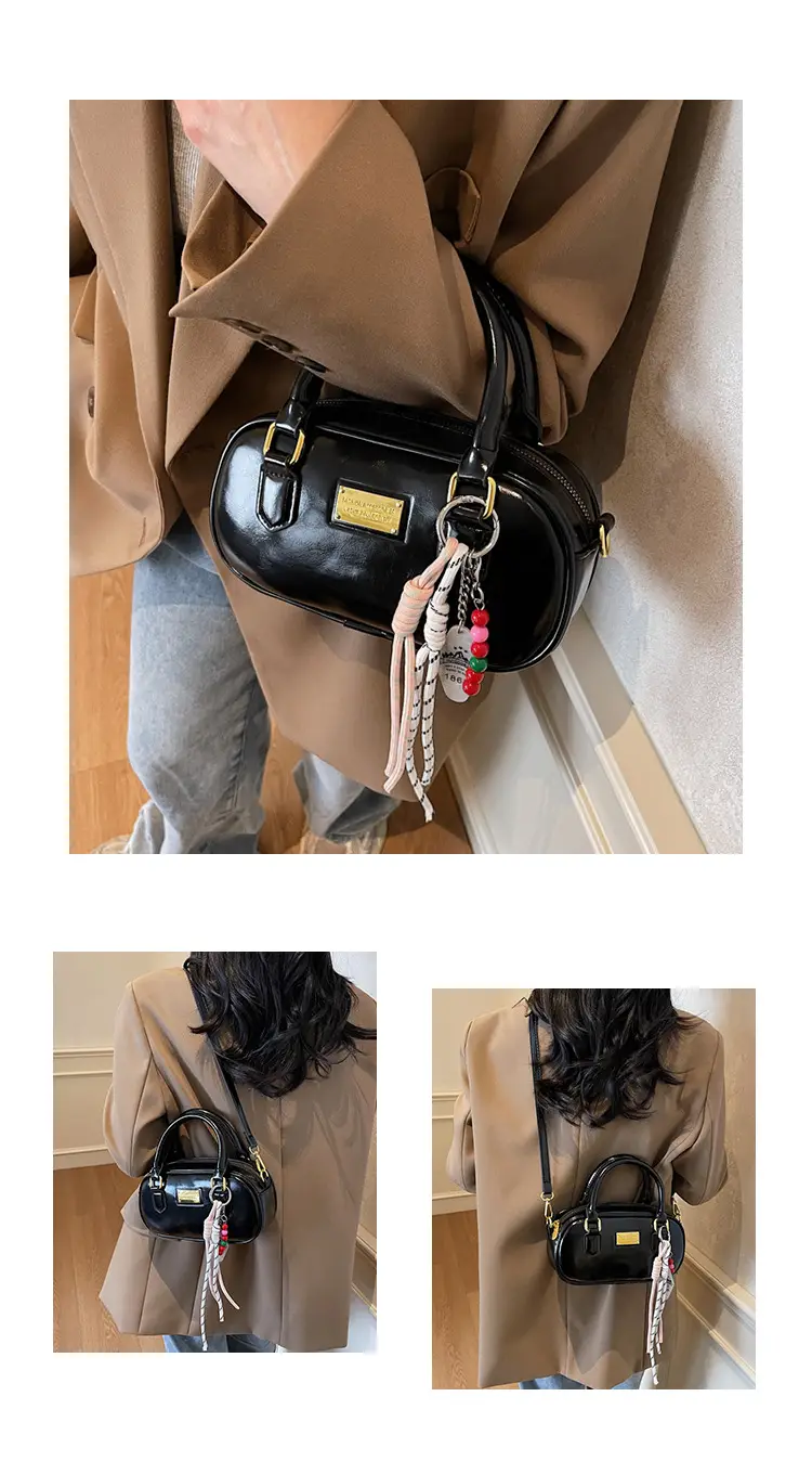 Women's Creamy White Bowtie Shoulder Bag with Tassel — feature 13
