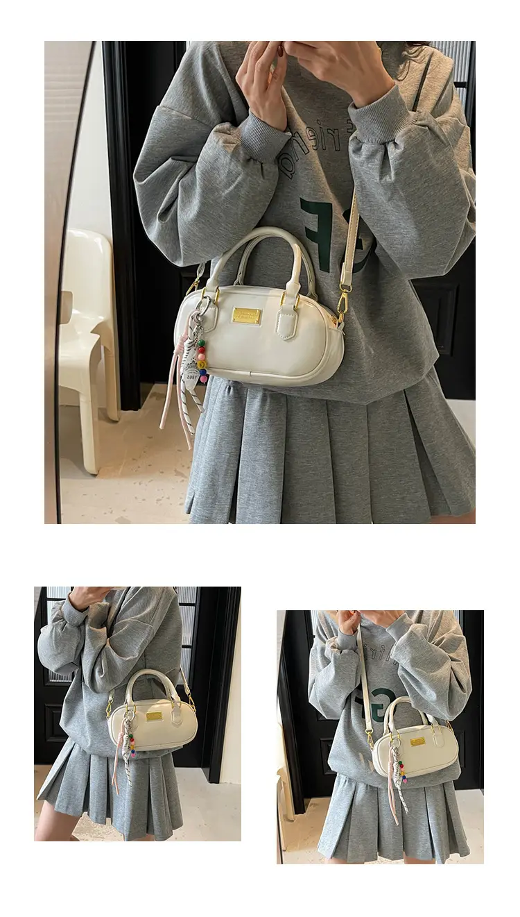 Women's Creamy White Bowtie Shoulder Bag with Tassel — feature 15