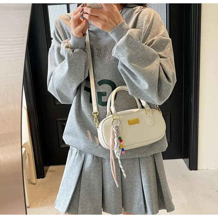 Women's Creamy White Bowtie Shoulder Bag with Tassel — feature 31