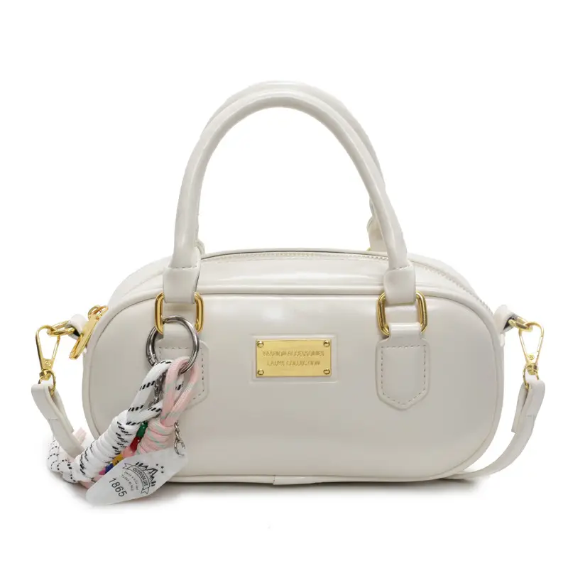 Women's Creamy White Bowtie Shoulder Bag with Tassel