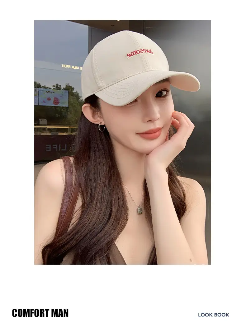 Black Hard-Top Baseball Cap for Women with Wide Brim — feature 12