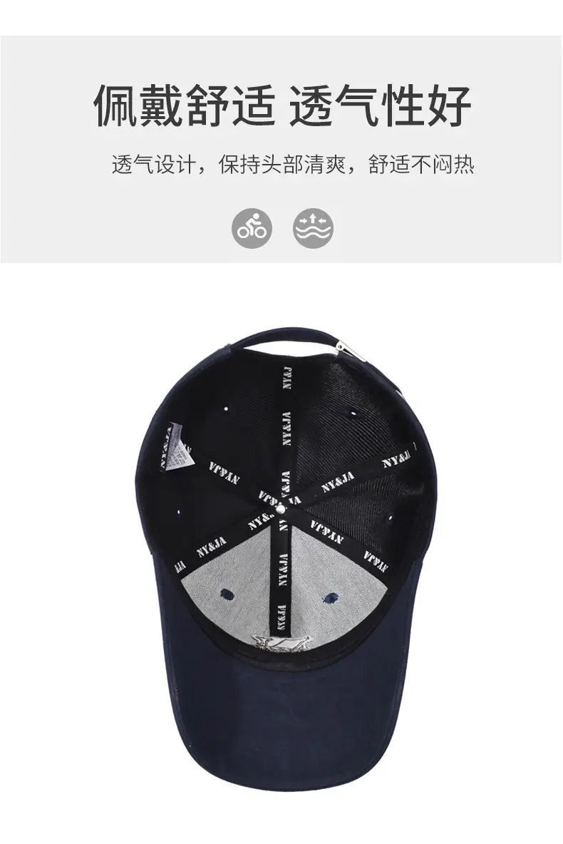 Men's Navy Blue N-Letter Baseball Cap with Embroidery — feature 5