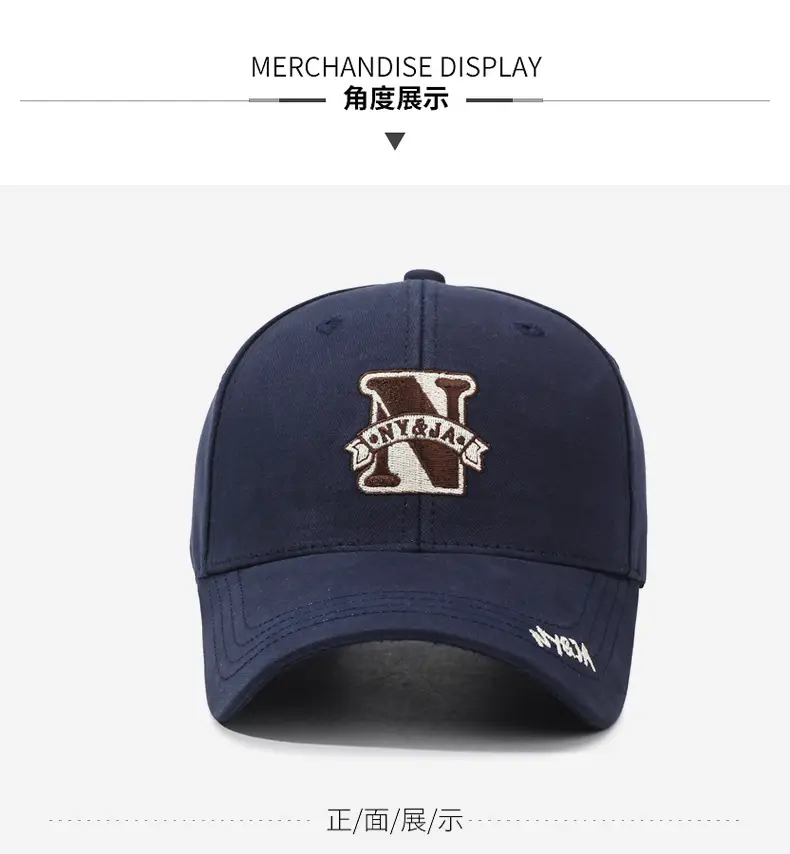 Men's Navy Blue N-Letter Baseball Cap with Embroidery — feature 9