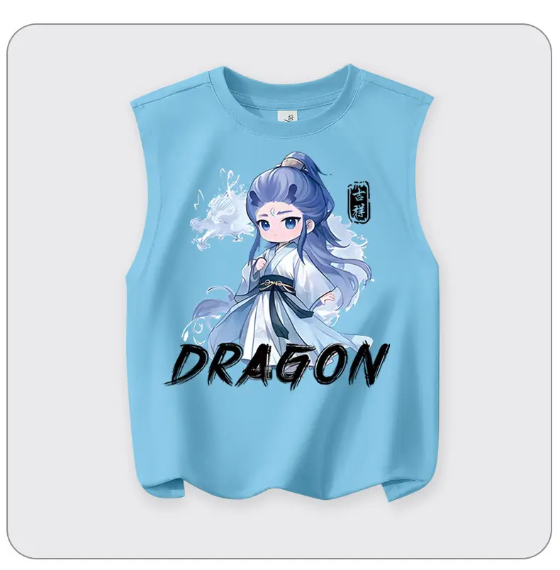 Children's Vest Blue Cartoon Pure Cotton Summer Wear Large — feature 15