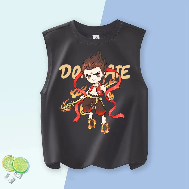 Children's Vest Blue Cartoon Pure Cotton Summer Wear Large - Image 10