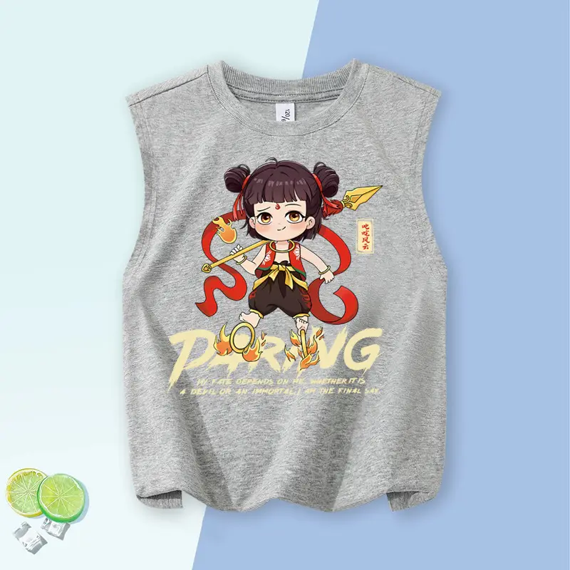 Children's Vest Blue Cartoon Pure Cotton Summer Wear Large - Image 5