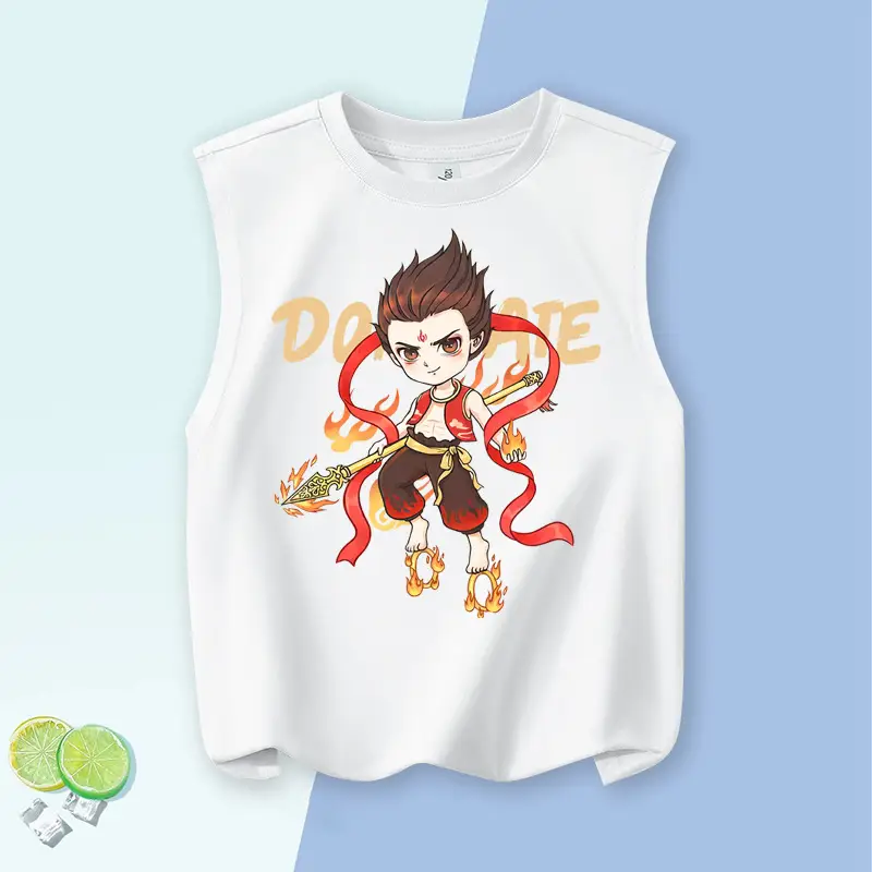 Children's Vest Blue Cartoon Pure Cotton Summer Wear Large - Image 7