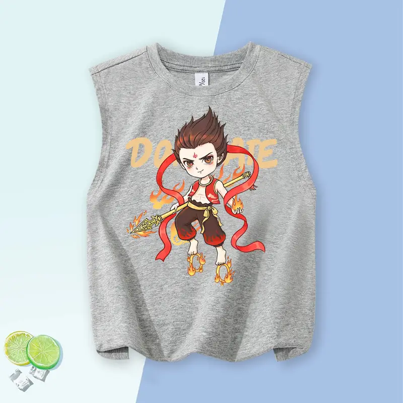 Children's Vest Blue Cartoon Pure Cotton Summer Wear Large - Image 9