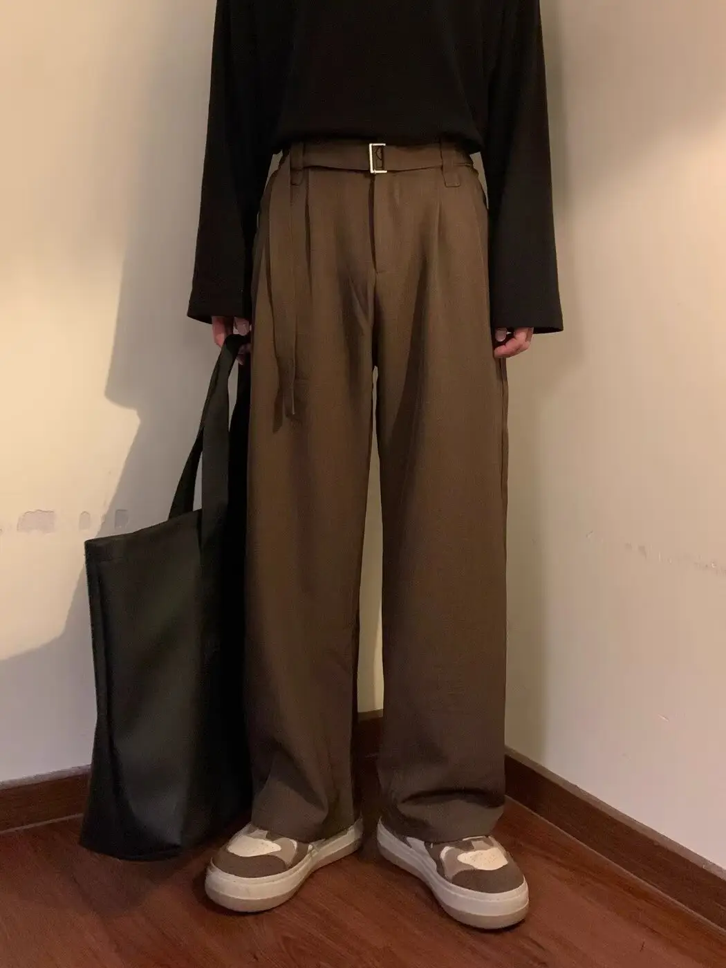 Western Brown Loose Fit Belted Pants for Men — feature 10