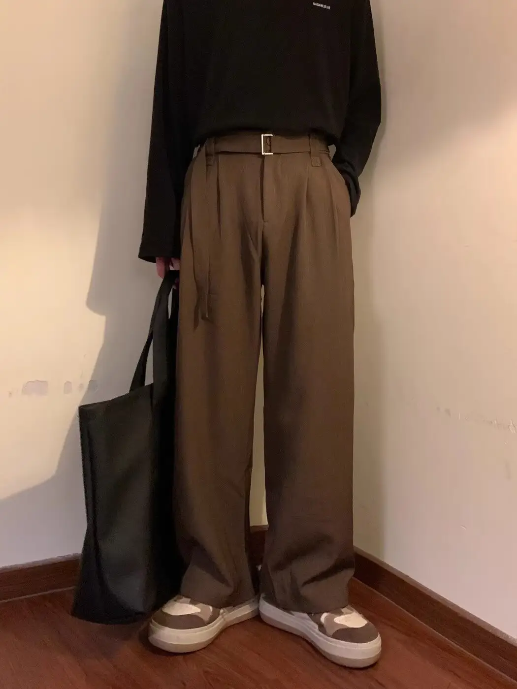 Western Brown Loose Fit Belted Pants for Men — feature 11