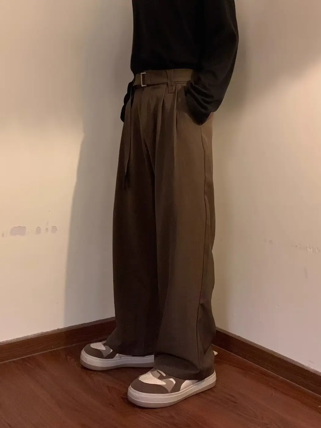 Western Brown Loose Fit Belted Pants for Men — feature 12