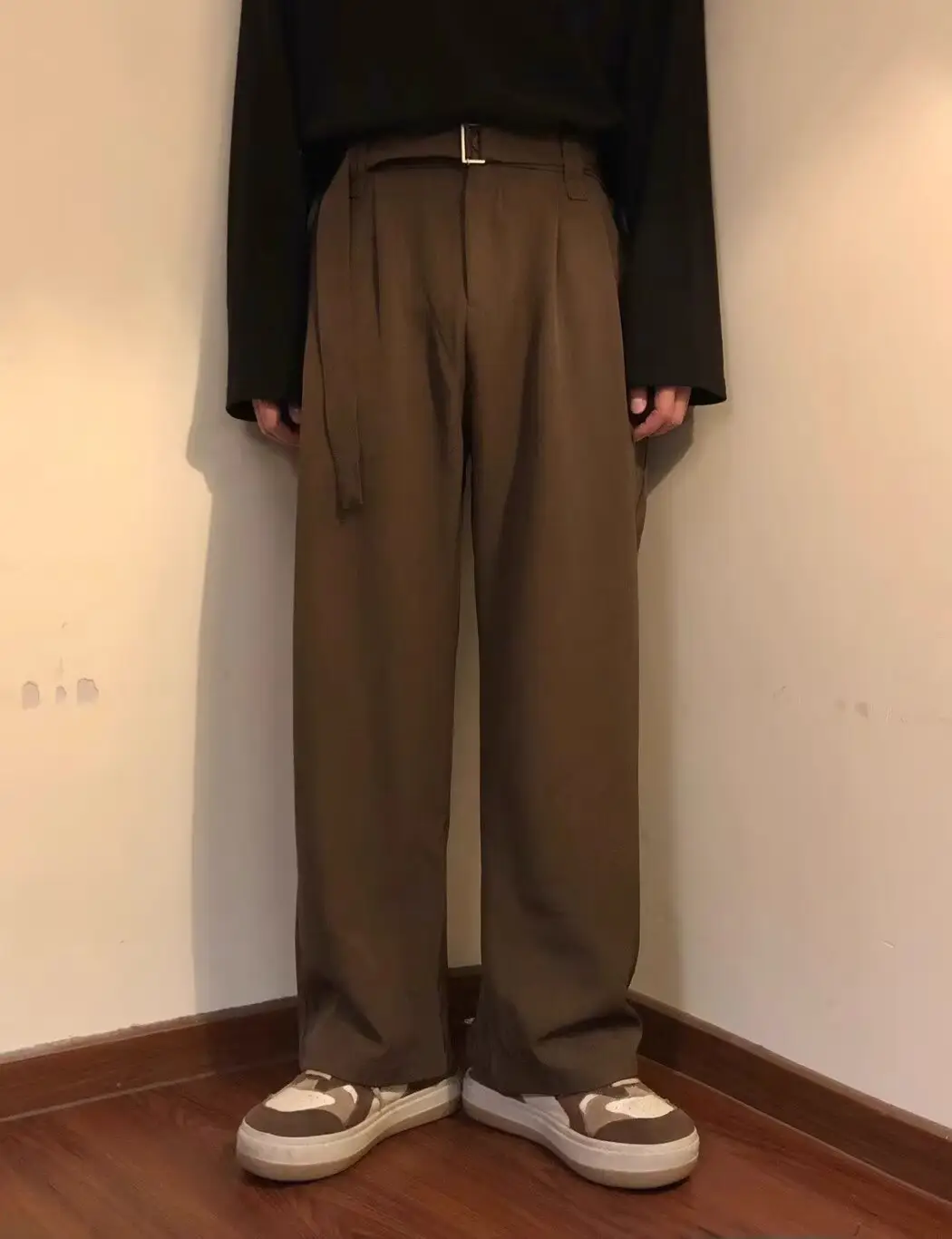 Western Brown Loose Fit Belted Pants for Men — feature 13