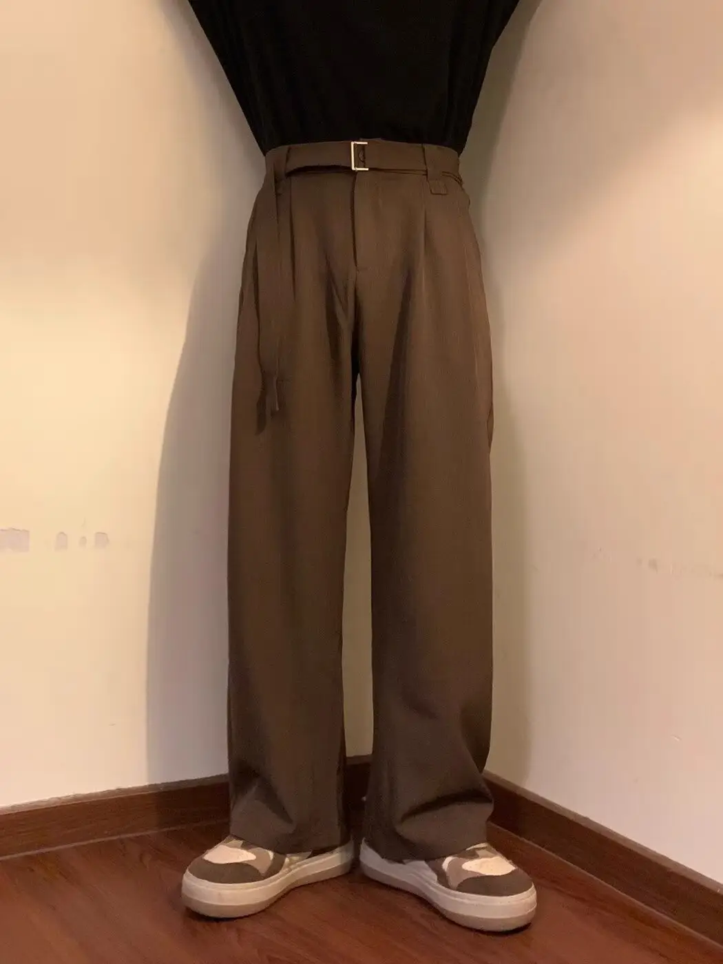 Western Brown Loose Fit Belted Pants for Men — feature 14
