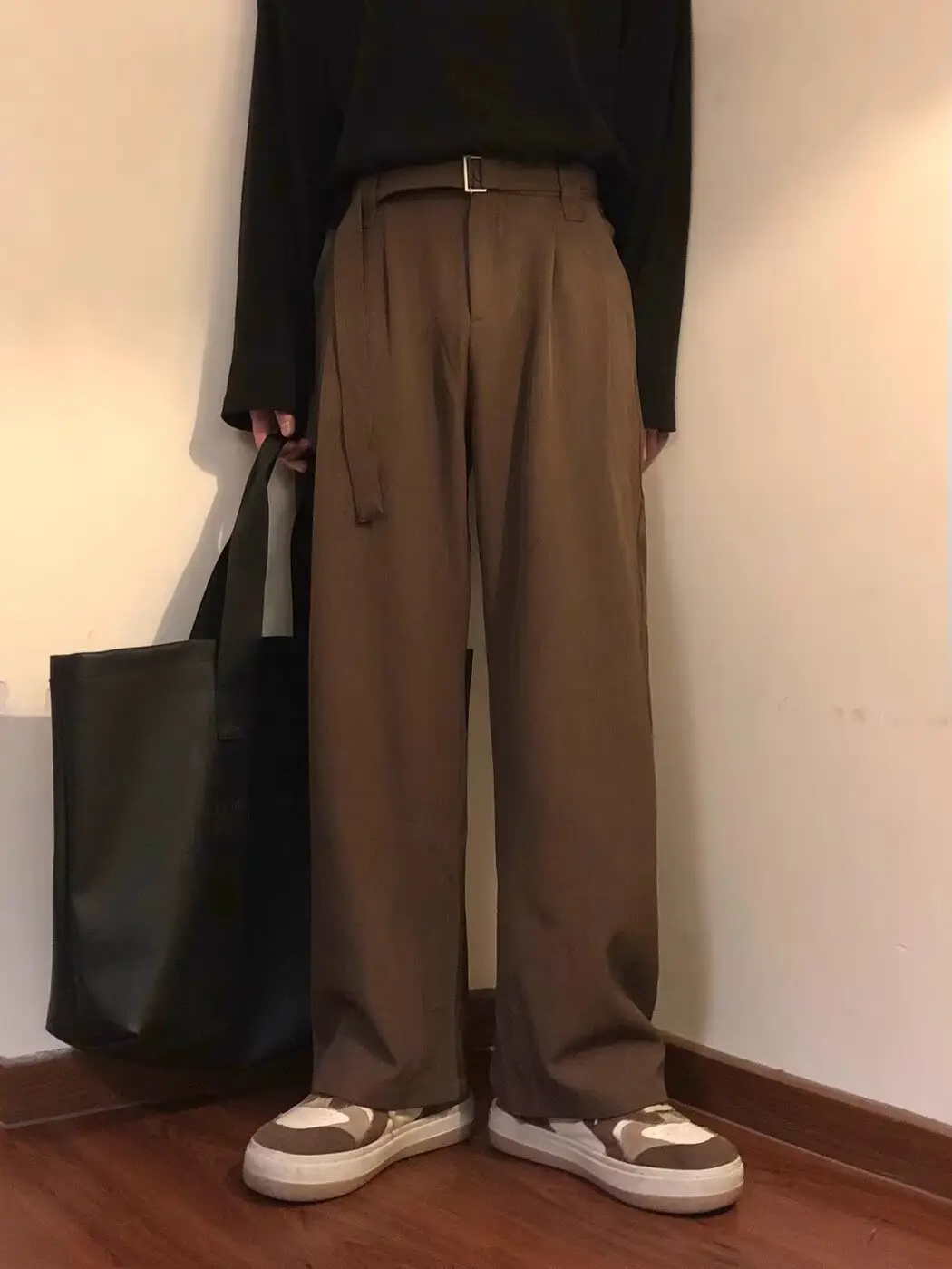 Western Brown Loose Fit Belted Pants for Men — feature 15